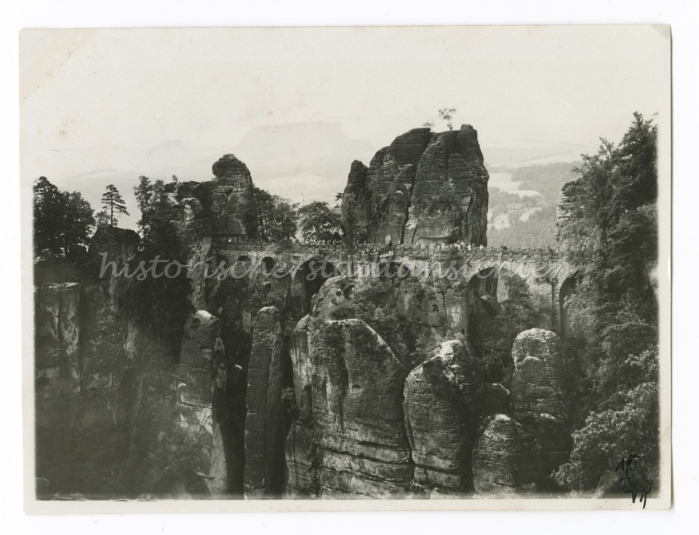 Saxon Switzerland 1929 – Bastion Bridge – Old Photo 1920s