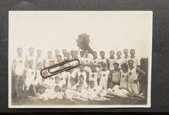 Photo portrait Ansbach Franconia Bavaria athletes gymnastics club coat of arms youth flag old