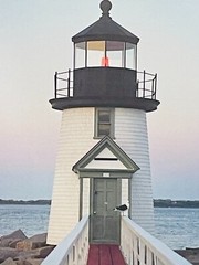 NANTUCKET Brant Point Lighthouse Photograph Signed Gomes & Framed – 14 x 17″
