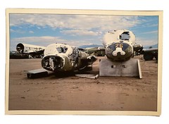 VINTAGE AIRCRAFT AIRPLANE SALVAGE SCRAPYARD SURREAL COLOR LANDSCAPE PHOTOGRAPH