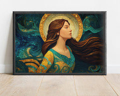 Mosaic Woman Wall Art, Feminine Fantasy Mermaid Portrait, Bohemian Wall Decor