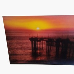 Aliso Beach Pier Photo Laguna Beach CA Sunset Vtg Lang Print 1988 20 x 16