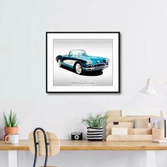 Classic Cars – 1958 Chevrolet Corvette – Turquoise – Print