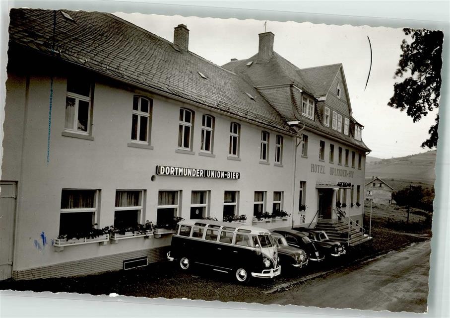 10716237 – 3542 Usseln Gasthaus Uplaender Hof VW Bus Car Advertising Dortmund
