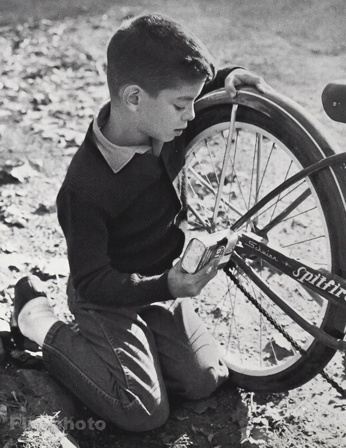 1963 Vintage 8×10 CUTE BOY & BICYCLE Young Man Male Photo Fine Art By NORMA HOLT