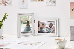 Vertical Horizontal Combo, Double 4×6 White Wood Art Picture Frame, Foldable …