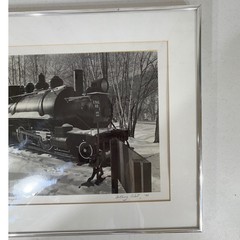 Anthony Cabot Log Train New Hampshire 1988 Signed Photo 20×16 Silver Frame B&W