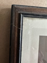 Antique Walnut & Black Picture Frame with Portrait Photo Signed Johnston Studio