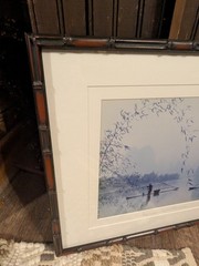 Vintage Asian Signed Framed G Liang “Fishing in Spring At Li River” Photograph