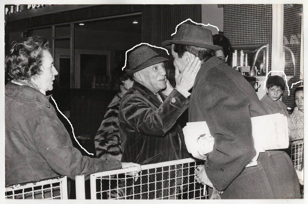 Vintage Archive Barite Photo 1963 Pablo Picasso with Family at Airport