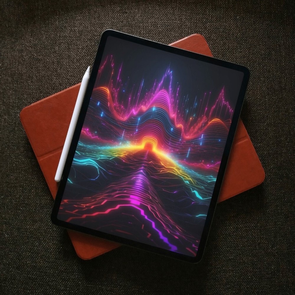 Digital Image Photo Wallpaper Background Art, Psychedelic Synthwave Color Wave