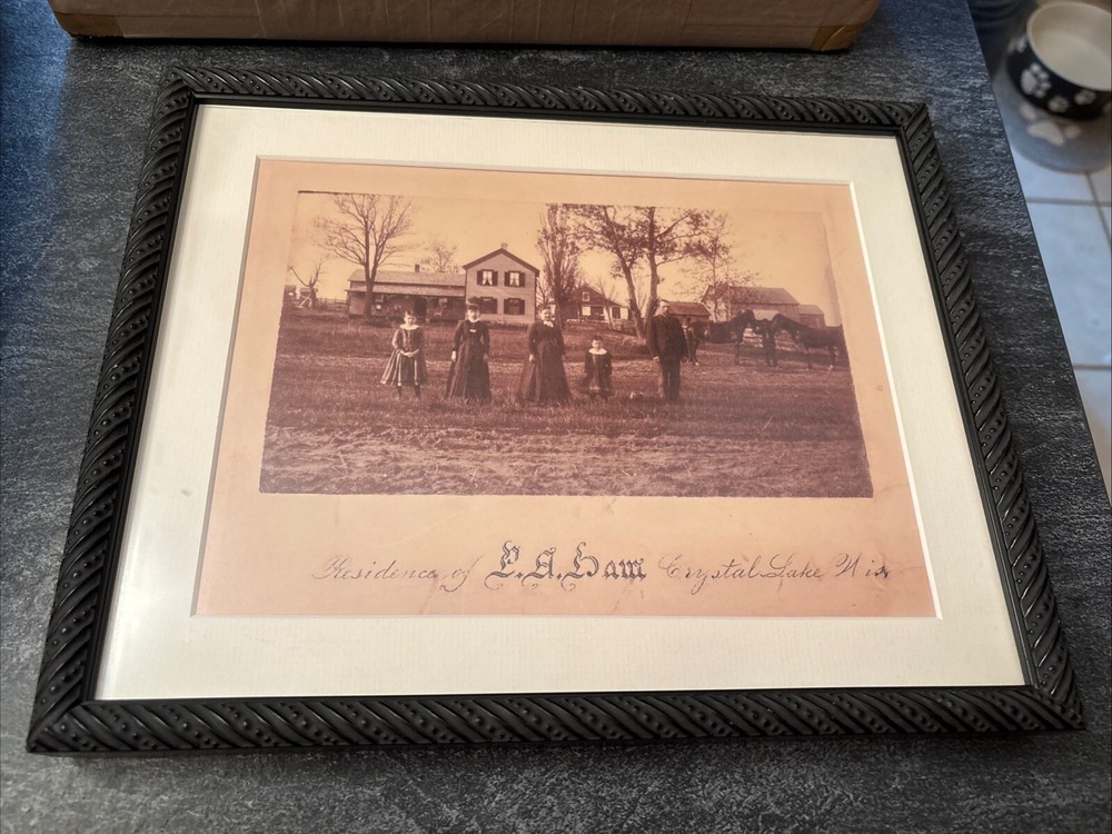 Vintage Farm Portrait Surreal Strange Bizarre BW Photograph Crystal Lake, WI #K