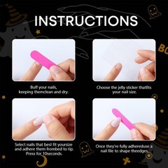 Halloween Artificial Nails, 24 Count Cute Black Cat and Bat Press on Na…
