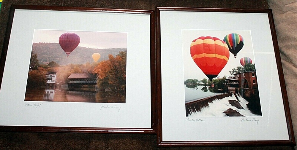 PAIR John David Geery HOT AIR BALLOON PHOTOS SIGNED 13.5″ X 15.5″