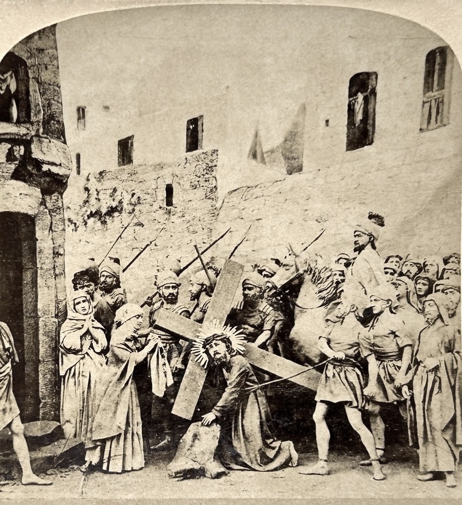 The Life Of Jesus Scene Biblical With Hand Puppets Photo Stereo c1900 Vintage §n2