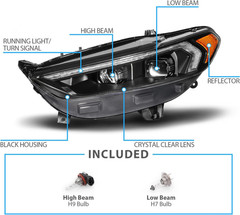 for 2013-2016 Ford Fusion Switchback LED Signal Square Projector Headlight Set –