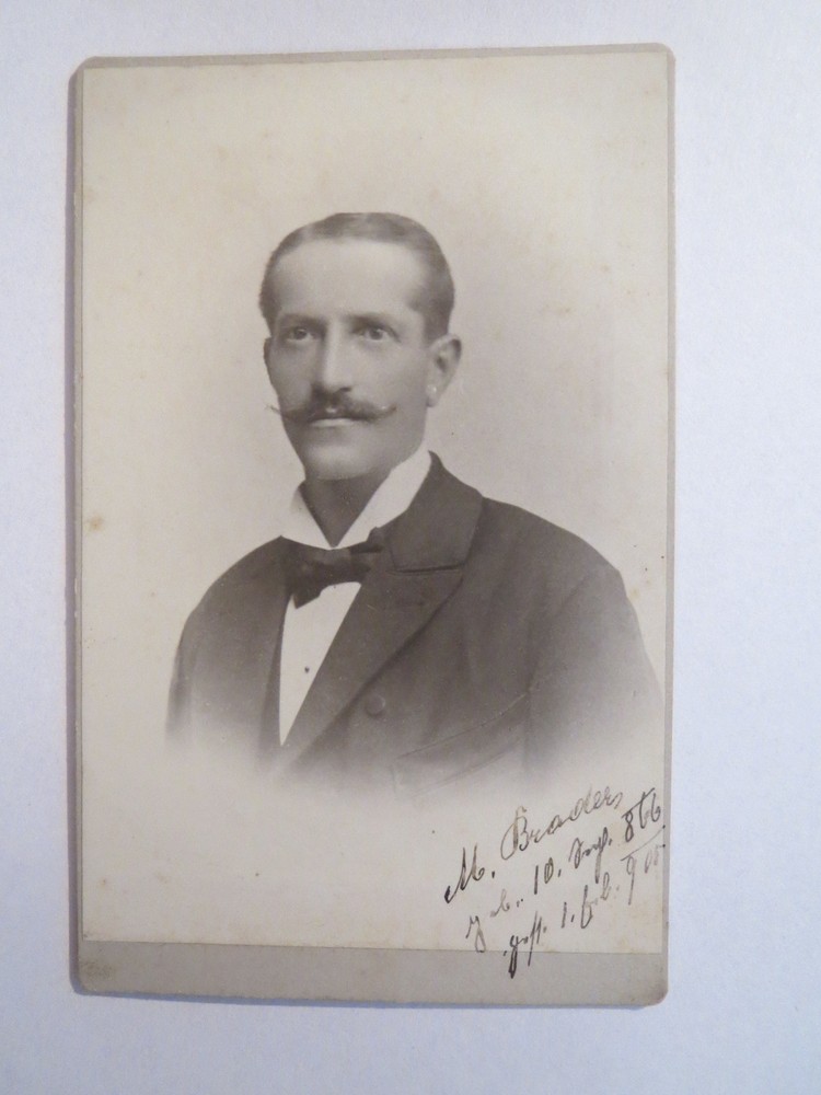Mr M. Braders – born 10. Sept. 1866 – d. 1st Feb. 1905 / CDV