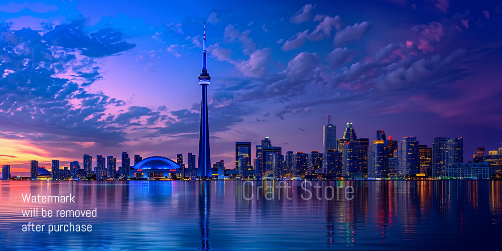 Digital Image Photo Wallpaper Desktop Art Sample,Toronto Twilight Reflection art