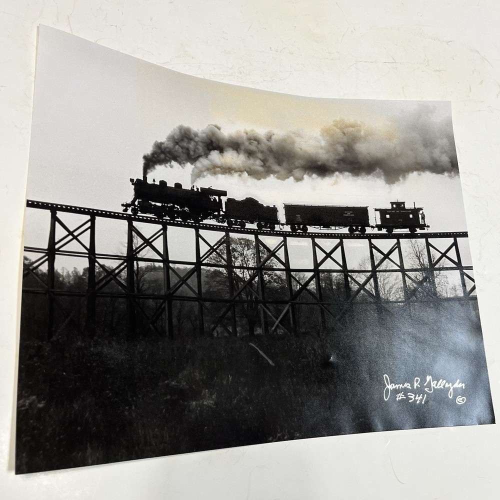 Original JAMES P GALLAGHER Gross Trestle Railroad Gelatin Photo Signed 11×14
