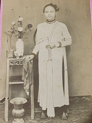 19th Century Photo Portrait Young Woman With Indochina Jewelry CDV Format