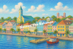 Nassau, The Bahamas Coloured Pencil Art (AI GENERATED IMAGE)