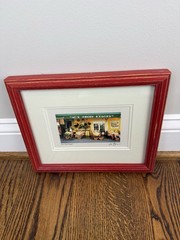 Framed Signed D. Jarry “Aux Trois Etages” Restaurant Terrace Mougin France Print