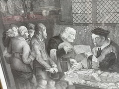 Print The Country Attorney and His Clients Professionally Framed 23”x18.5” Vtg