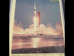 the launch of apollo 11 with first man on the moon stamp – First day of issue – 