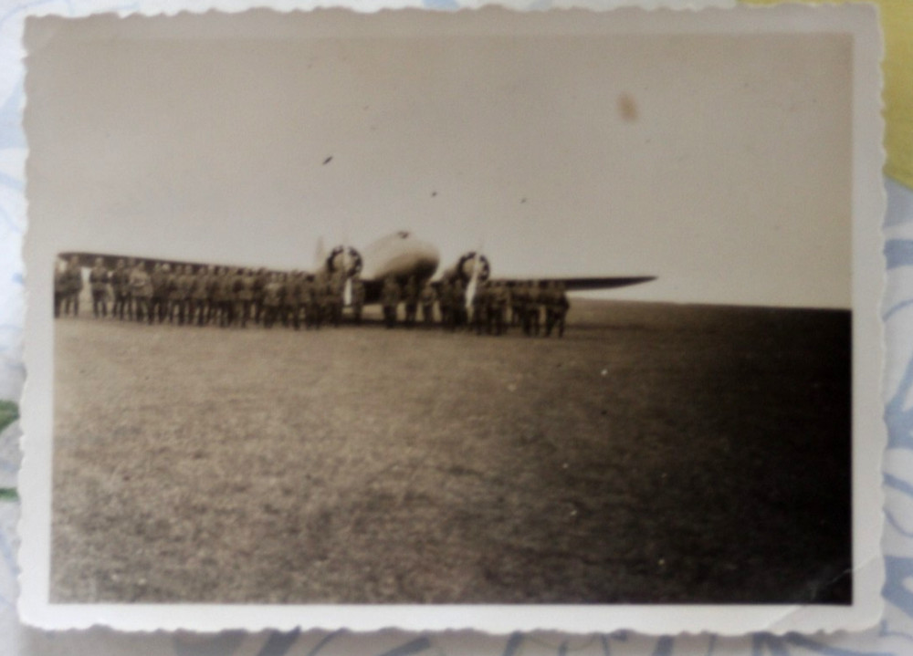 Photo 1943 Kassel Waldau Airport Aviator Aircraft WWII Military Soldier Vintage Bra