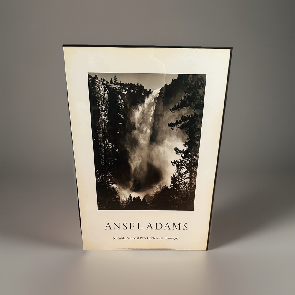 Ansel Adams Bridal Veil Fall Yosemite National Park Framed 26”x 36” 1890-1990/