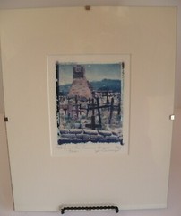 Original Silk-Screened Photo of San Geronimo Mission Taos by Judy McCullough