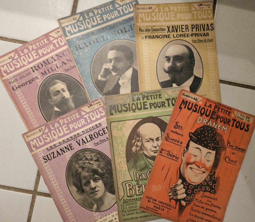 Rare Lot of 6 Regional Studies of Little Music for Tous Dranem Béranger Privas