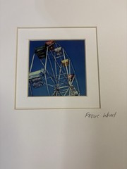 10×10 Matted Ferris Wheel Photo Polaroid Watercolor Enhanced Vintage Signed Art