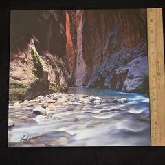 Zion National Park Narrows Photograph Signed David J. West on Aluminum 12″×12″
