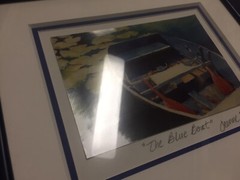 Jeanne J.M. Steele Photo Art “The Blue Boat” Signed Matted Framed 12” x 13”