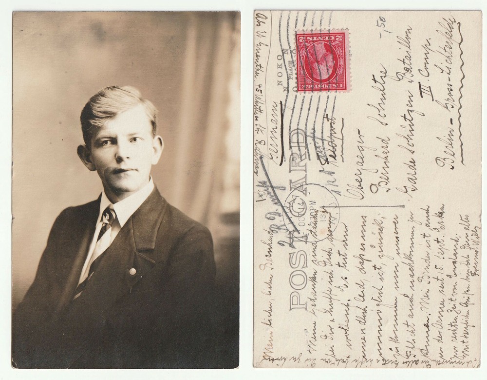 82403 – Young Man – Photo as Postcard, Rahway NJ (USA) 14.10.1914 to Berlin