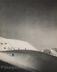 1935 Vintage JEAN MORAL Downhill Skiing Snow Alps Slopes Photo Gravure Art 16X20