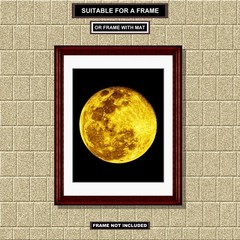 Full Yellow Moon Phase Home & Office Wall Decor, 8×10 inch Photo Print M1305