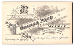 Photography Eduard Paul, Weimar, Seminar Str. 6, monogram of photographer and ad