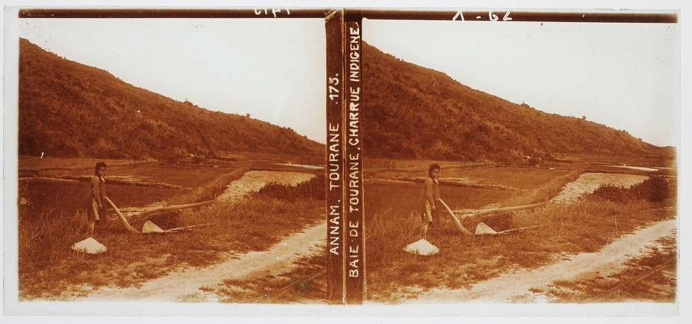 Annam Vietnam Da Nang Tourane c1910 Photo Plate De Verre Stereo Vintage