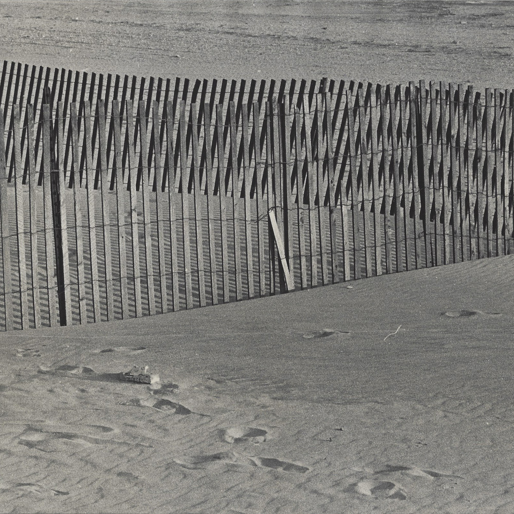 Old Photo Black & White Fence & Sand 8×10 Mid-Century VTG NEW MCM Original Art