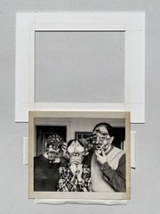 Vintage Mask Family Portrait Surreal Halloween Strange Bizarre BW Art Photograph