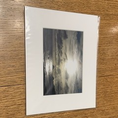 Matted Color Ocean Seascape Photograph Print – Cloudy Sky Landscape