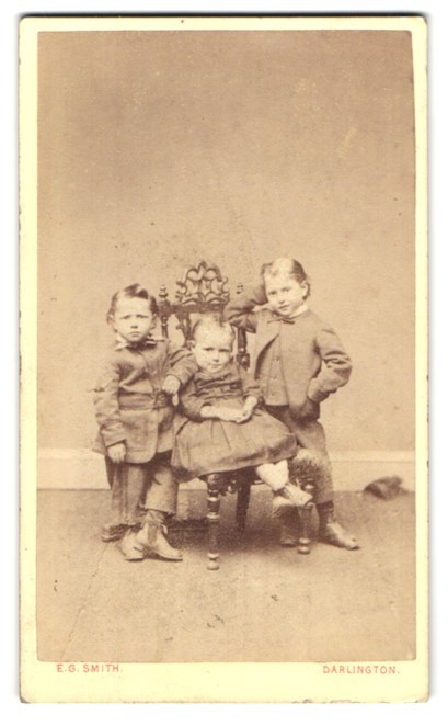 Photograph E.G. Smith, Darlington, Northgate 24, Three Children in Fine Clothes