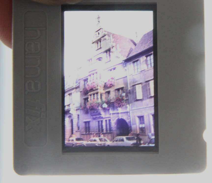 Photo negative slide historic house Fiat VW Polo 1 car auto vintage AW