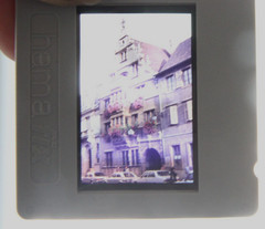 Photo negative slide historic house Fiat VW Polo 1 car auto vintage AW