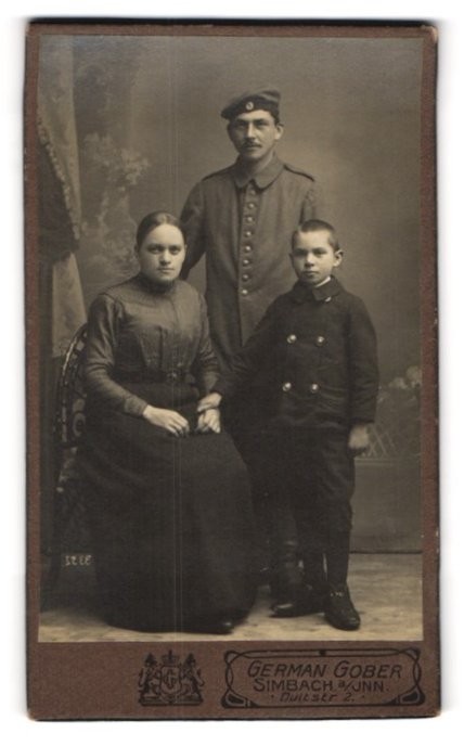 Photograph German Gober, Simbach, Dultstraße 2, Soldier in Uniform with His Ga