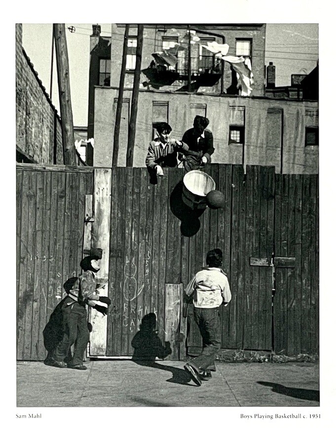 Sam Mahl (1913-1992) Art Announcement Card 1993 – Boys Playing Basketball