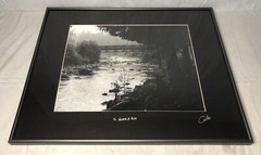 COELHO SIGNED PHOTO PHOTOGRAPH RIVER & BRIDGE NATURE FRAMED & MATTED