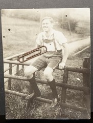 Photo portrait Ansbach Franconia Bavaria youth boy costume leather pants model old